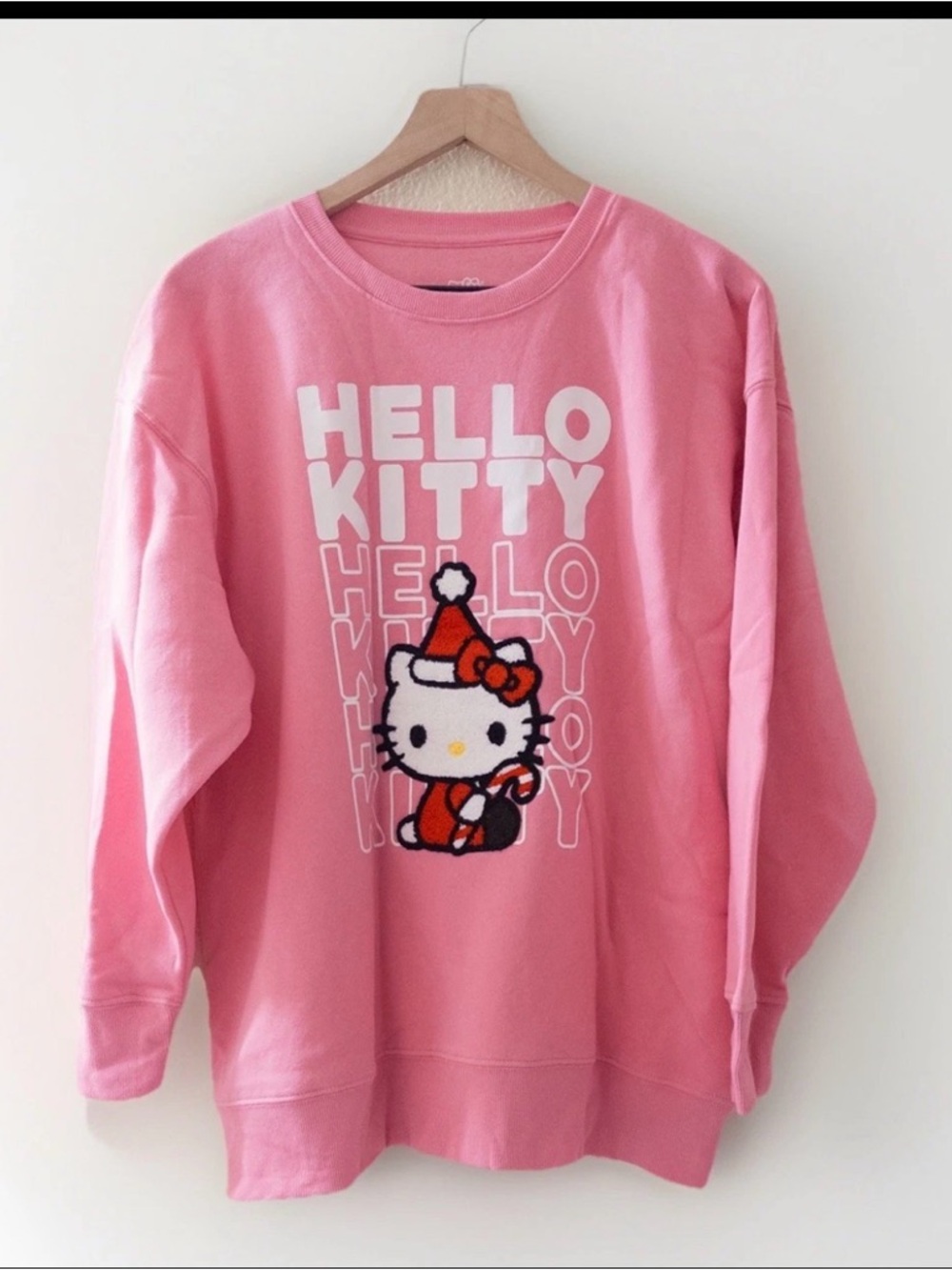 Hello Kitty Pink Graphic Sweatshirt Sz L candy cane